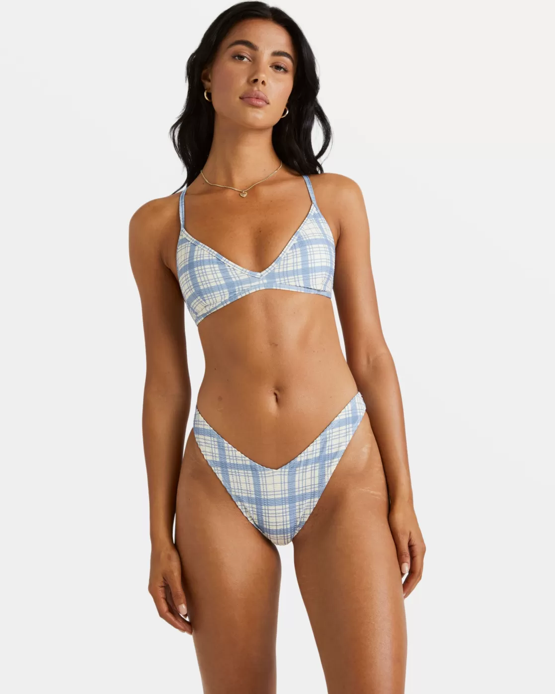 Fashion VINTAGE PLAID TRI CROSSBACK BIKINI TOP Women Bikini Tops | Bikini Tops
