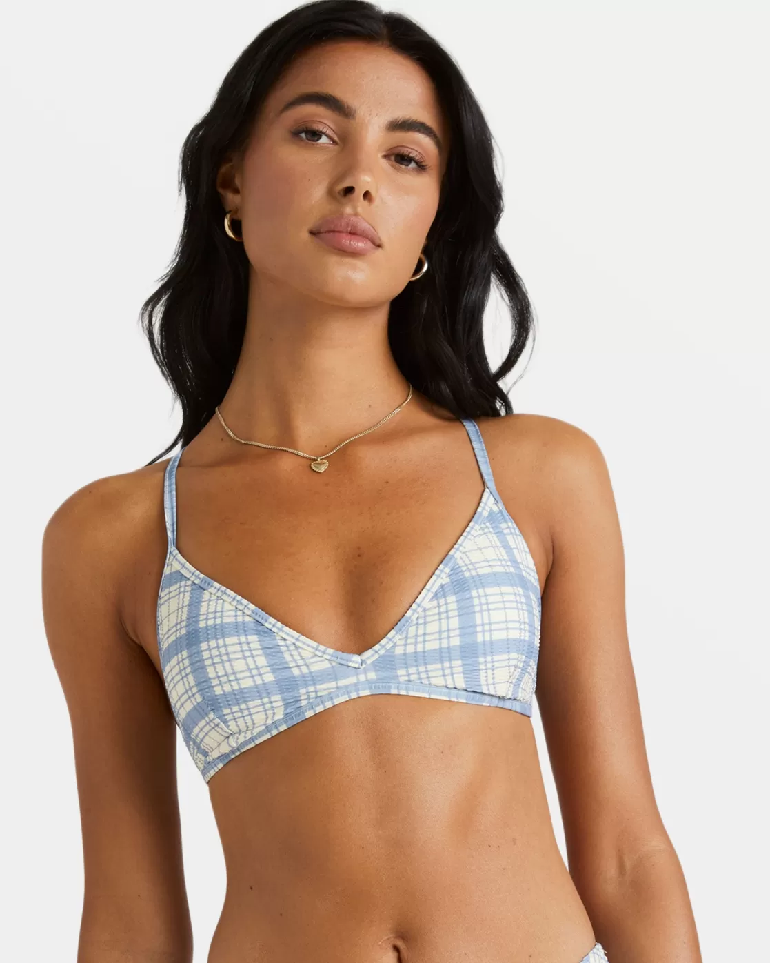 Fashion VINTAGE PLAID TRI CROSSBACK BIKINI TOP Women Bikini Tops | Bikini Tops